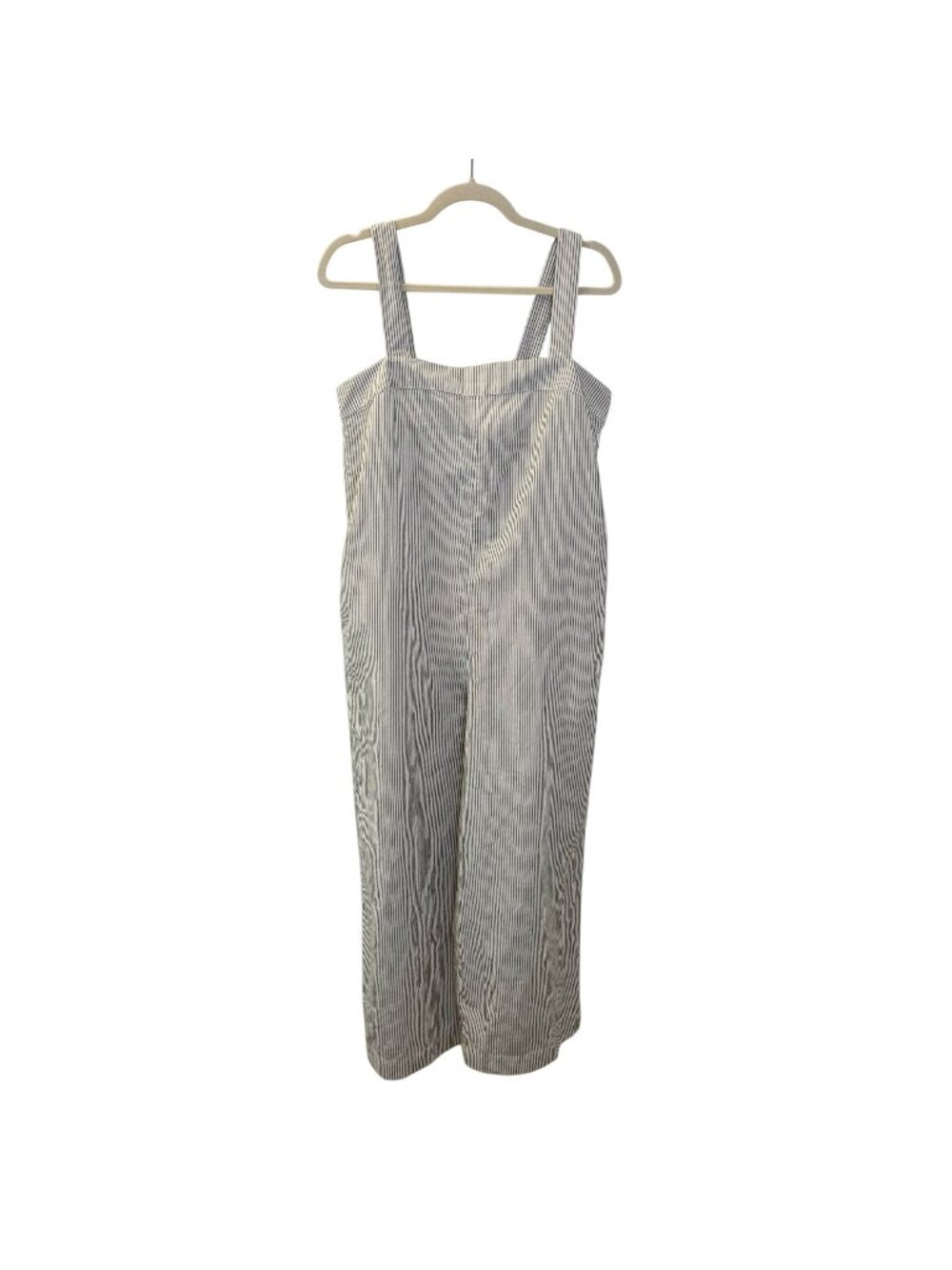 Uniqlo Linen Blend Wide Leg Striped Crop Jumpsuit Size Medium *Missing Belt*